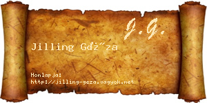 Jilling Géza névjegykártya